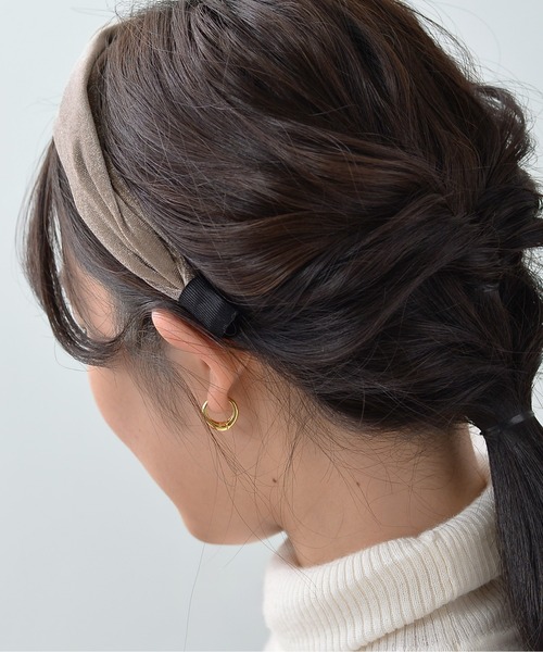Monocoro toppi(モノコロトッピ)の「ベロア クロス シンプル カチューシャ(カチューシャ・レディース・ブラウン/ベージュ・フリー)」の10枚目の写真