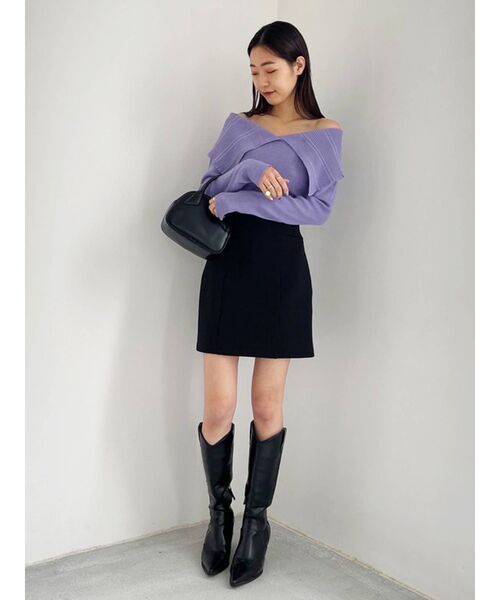 EMODA（エモダ）の「スーパーハイウエストミニスカート（スカート・レディース・ブルー/アイボリー/ブラック・SMALL/MEDIUM）」の5枚目の写真