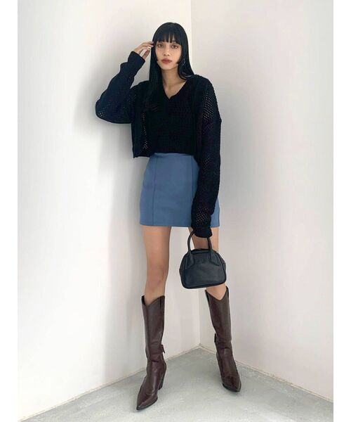 EMODA（エモダ）の「スーパーハイウエストミニスカート（スカート・レディース・ブルー/アイボリー/ブラック・SMALL/MEDIUM）」の11枚目の写真