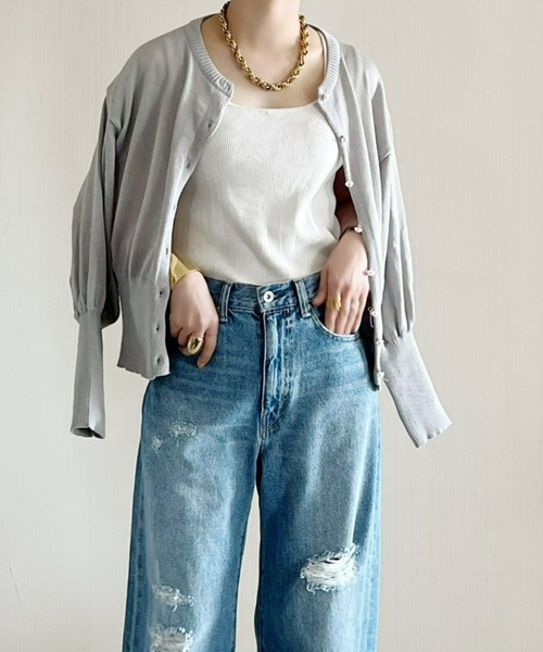 ECRIRE（エクリール）の「【陽コラボ】パールボタンカーディガン（カーディガン/ボレロ・レディース・アイボリー/ブラック/グレー・M）」の3枚目の写真