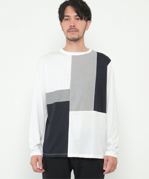 ikka(イッカ)の「ストライプミックス切り替えロンT(Tシャツ/カットソー・メンズ・ブルー/ホワイト/グリーン/ネイビー・S/L/XL/M)」の15枚目の写真