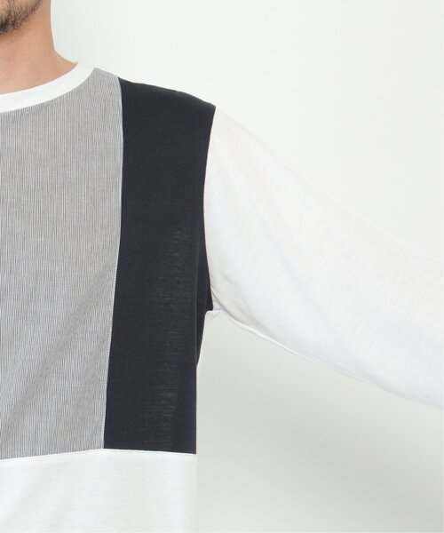 ikka(イッカ)の「ストライプミックス切り替えロンT(Tシャツ/カットソー・メンズ・ブルー/ホワイト/グリーン/ネイビー・S/L/XL/M)」の16枚目の写真