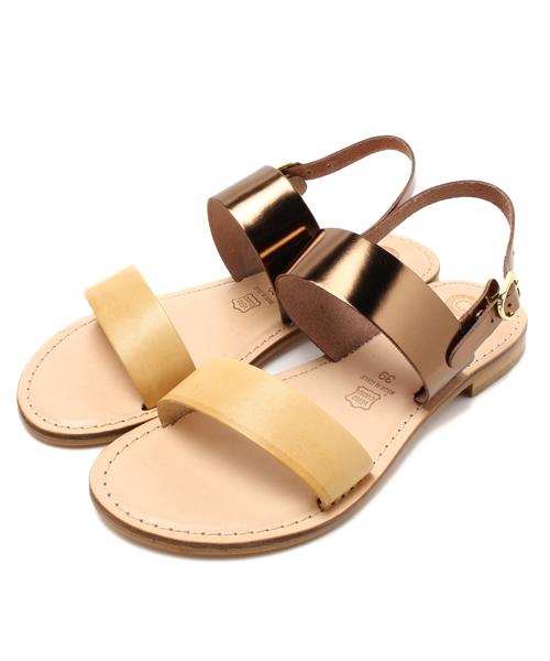 ROSE BUD(ローズバッド)の「(EDER)1262 WOMEN'S BICOLOR OPEN TOE FLAT SANDAL(サンダル・レディース・ホワイト系その他/イエロー系その他・37/36/39/38)」の1枚目の写真