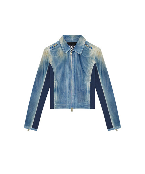 DIESEL レザー ジャケット 青 DIESEL（ディーゼル）の「レディース レザージャケット ブルゾン