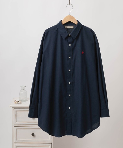 BEVERLY HILLS POLO CLUB(ビバリーヒルズポロクラブ)の「【BEVERLY HILLS POLO CLUB/ビバリーヒルズポロクラブ】スーパーワイドシルエット レギュラーカラーシャツ 無地&ストライプ柄/長袖シャツ(シャツ/ブラウス・レディース・パープル系その他/ライトグリーン/ネイビー/ホワイト/レッド系その他/サックスブルー/パープル/グリーン系その他・M)」の5枚目の写真