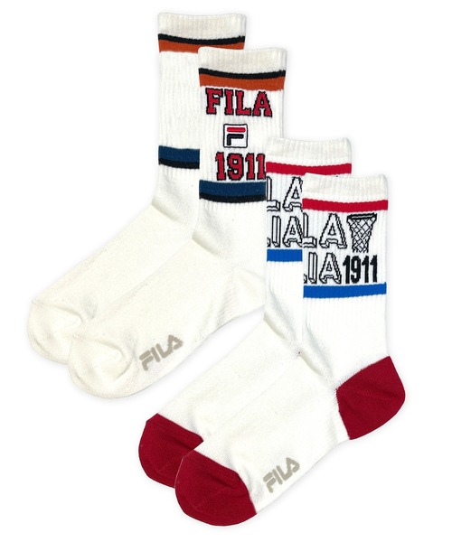 FILA(フィラ)の「FILA/フィラ メンズ クルー丈 ソックス ブランド ロゴ 吸水速乾 消臭 補強 靴下 2足セット(ソックス/靴下・メンズ・ホワイト系/ブラック系・25-27CM)」の2枚目の写真