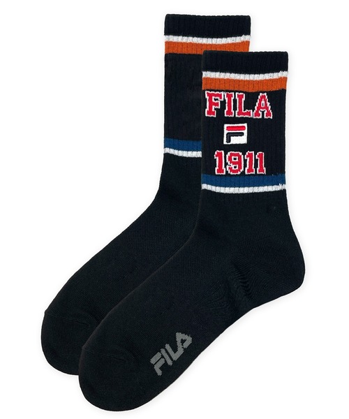 FILA(フィラ)の「FILA/フィラ メンズ クルー丈 ソックス ブランド ロゴ 吸水速乾 消臭 補強 靴下 2足セット(ソックス/靴下・メンズ・ホワイト系/ブラック系・25-27CM)」の5枚目の写真
