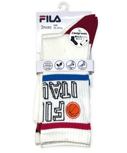 FILA(フィラ)の「FILA/フィラ メンズ クルー丈 ソックス ブランド ロゴ 吸水速乾 消臭 補強 靴下 2足セット(ソックス/靴下・メンズ・ホワイト系/ブラック系・25-27CM)」の12枚目の写真