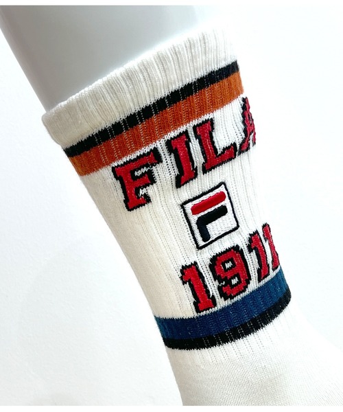 FILA(フィラ)の「FILA/フィラ メンズ クルー丈 ソックス ブランド ロゴ 吸水速乾 消臭 補強 靴下 2足セット(ソックス/靴下・メンズ・ホワイト系/ブラック系・25-27CM)」の9枚目の写真