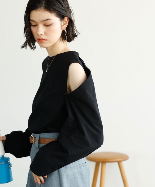 GeeRA（ジーラ）の「ボレロレイヤード風着回しロンT（Tシャツ/カットソー・レディース・サンドグレー/ブラック/アイボリー・MEDIUM）」の9枚目の写真