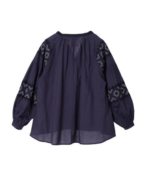 CRAFT STANDARD BOUTIQUE(クラフトスタンダードブティック)の「インドコットン 刺繍スリーブスキッパーブラウス ◆(シャツ/ブラウス・レディース・チャコールグレー/オフホワイト・FREE)」の12枚目の写真