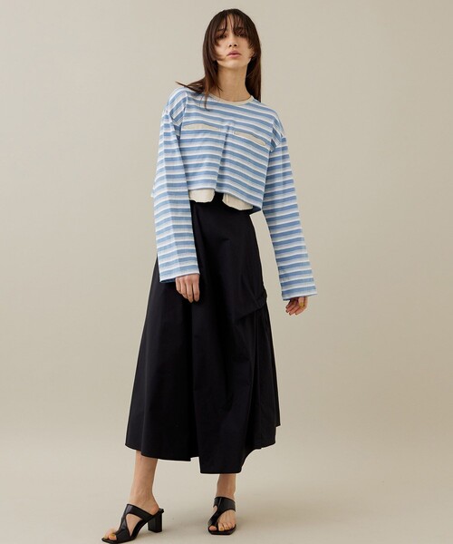 kotohayokozawa（コトハヨコザワ）の「【kotohayokozawa/コトハヨコザワ】クロップドロングT（Tシャツ/カットソー・レディース・ブルー/ホワイト・FREE）」の10枚目の写真