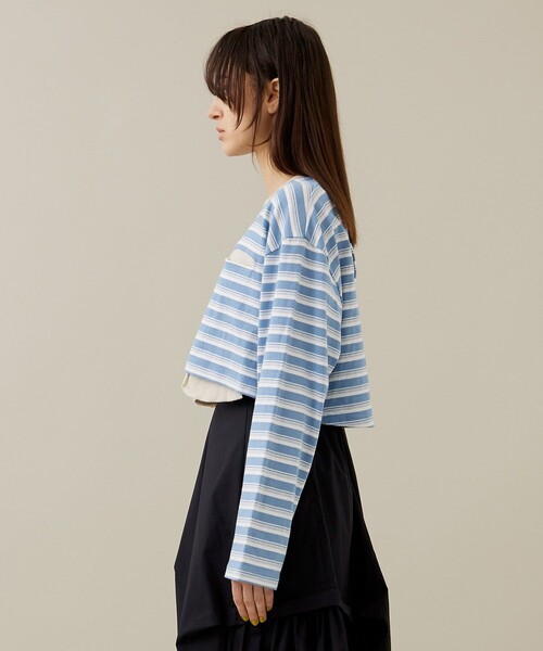 kotohayokozawa（コトハヨコザワ）の「【kotohayokozawa/コトハヨコザワ】クロップドロングT（Tシャツ/カットソー・レディース・ブルー/ホワイト・FREE）」の8枚目の写真
