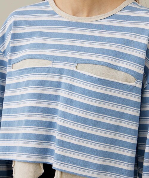 kotohayokozawa（コトハヨコザワ）の「【kotohayokozawa/コトハヨコザワ】クロップドロングT（Tシャツ/カットソー・レディース・ブルー/ホワイト・FREE）」の13枚目の写真