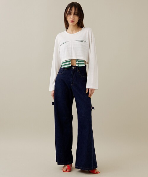 kotohayokozawa（コトハヨコザワ）の「【kotohayokozawa/コトハヨコザワ】クロップドロングT（Tシャツ/カットソー・レディース・ブルー/ホワイト・FREE）」の4枚目の写真