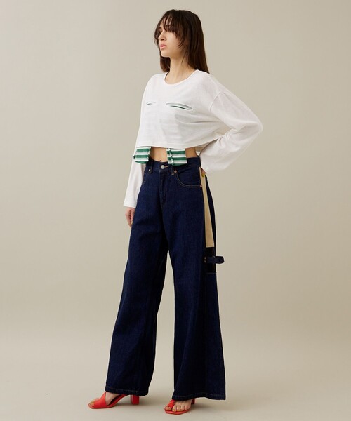 kotohayokozawa（コトハヨコザワ）の「【kotohayokozawa/コトハヨコザワ】クロップドロングT（Tシャツ/カットソー・レディース・ブルー/ホワイト・FREE）」の9枚目の写真