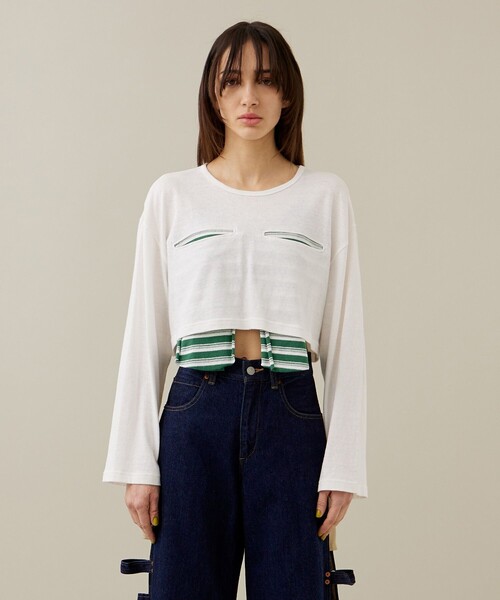 kotohayokozawa（コトハヨコザワ）の「【kotohayokozawa/コトハヨコザワ】クロップドロングT（Tシャツ/カットソー・レディース・ブルー/ホワイト・FREE）」の21枚目の写真