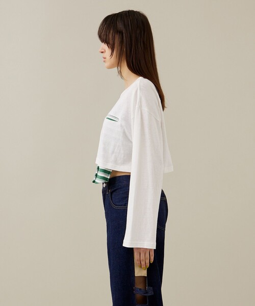 kotohayokozawa（コトハヨコザワ）の「【kotohayokozawa/コトハヨコザワ】クロップドロングT（Tシャツ/カットソー・レディース・ブルー/ホワイト・FREE）」の19枚目の写真