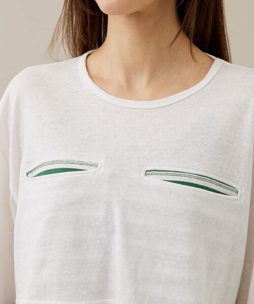 kotohayokozawa（コトハヨコザワ）の「【kotohayokozawa/コトハヨコザワ】クロップドロングT（Tシャツ/カットソー・レディース・ブルー/ホワイト・FREE）」の7枚目の写真