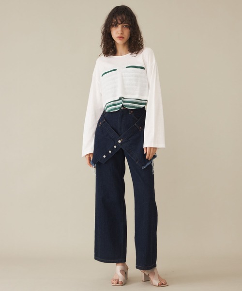 kotohayokozawa（コトハヨコザワ）の「【kotohayokozawa/コトハヨコザワ】クロップドロングT（Tシャツ/カットソー・レディース・ブルー/ホワイト・FREE）」の22枚目の写真