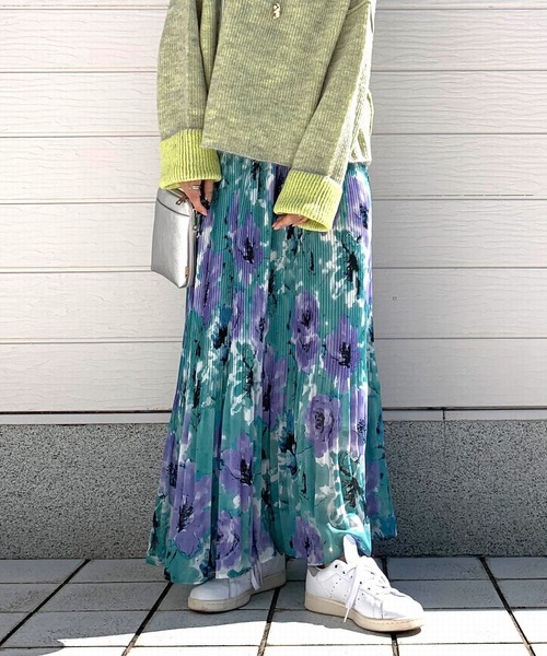 Q（キュー）の「ウォーターフラワープリーツスカート（スカート・レディース・イエロー系その他/グリーン系その他・MEDIUM）」の14枚目の写真