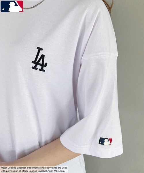 SAFARI ドジャース 別注限定 MLBチームロゴ刺繍Tシャツ 半袖 MLB メジャーリーグベースボール キッズ チームロゴ刺繍 半袖T