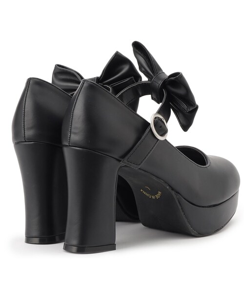 cs T&P（シーエスティーアンドピー）の「厚底チャンキーヒールリボン付きパンプス（パンプス・レディース・ブラック/ホワイト系2/ブラック系1・S/M/L/LL）」の10枚目の写真