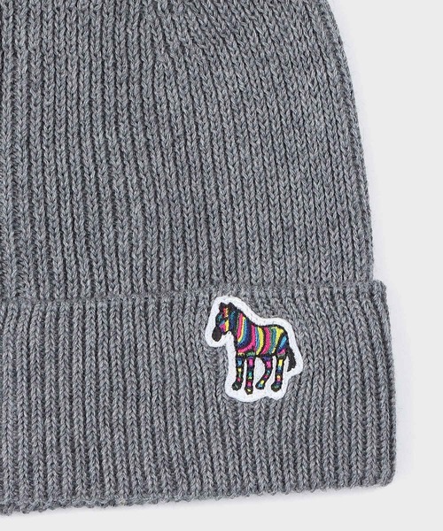 PS Paul Smith（ピーエスポールスミス）の「ゼブラパッチ ニットキャップ / 130309 582VC（ニットキャップ/ビーニー・メンズ・ブラック/ネイビー/グレー・FREE）」の6枚目の写真