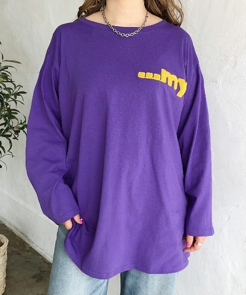 SHEENA(シーナ)の「WolfDog刺しゅうルーズロンT(Tシャツ/カットソー・レディース・ホワイト/グリーン/パープル/チャコールグレー/ピンク・M)」の9枚目の写真