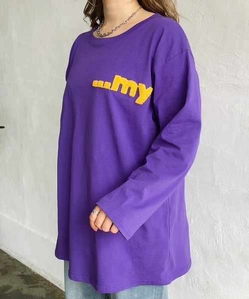 SHEENA(シーナ)の「WolfDog刺しゅうルーズロンT(Tシャツ/カットソー・レディース・ホワイト/グリーン/パープル/チャコールグレー/ピンク・M)」の15枚目の写真