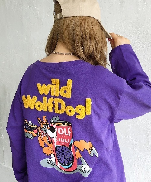 SHEENA(シーナ)の「WolfDog刺しゅうルーズロンT(Tシャツ/カットソー・レディース・ホワイト/グリーン/パープル/チャコールグレー/ピンク・M)」の11枚目の写真