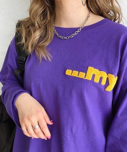 SHEENA(シーナ)の「WolfDog刺しゅうルーズロンT(Tシャツ/カットソー・レディース・ホワイト/グリーン/パープル/チャコールグレー/ピンク・M)」の13枚目の写真