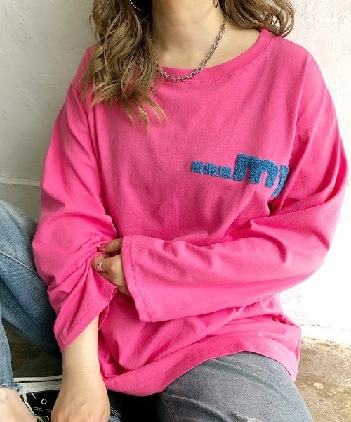 SHEENA(シーナ)の「WolfDog刺しゅうルーズロンT(Tシャツ/カットソー・レディース・ホワイト/グリーン/パープル/チャコールグレー/ピンク・M)」の16枚目の写真