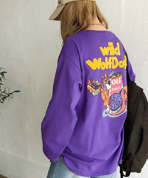 SHEENA(シーナ)の「WolfDog刺しゅうルーズロンT(Tシャツ/カットソー・レディース・ホワイト/グリーン/パープル/チャコールグレー/ピンク・M)」の19枚目の写真