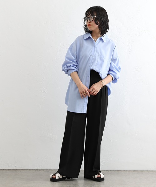 COLONY 2139（コロニートゥーワンスリーナイン）の「テックリネンワイドパンツ（スラックス・レディース・ブラック/サックスブルー/ライトベージュ・SMALL/MEDIUM/LARGE）」の9枚目の写真