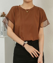 Tシャツ/カットソー（ブラウン/茶色系・フリル）ファッション