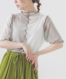 n'OrLABEL | 『前後2wayメッシュシアー配色トップス』(Tシャツ/カットソー)