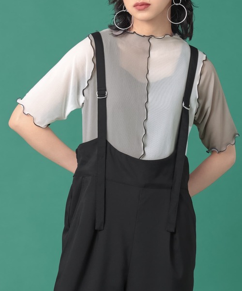 n'OrLABEL(ノアールレーベル)の「『前後2wayメッシュシアー配色カットソー』(Tシャツ/カットソー・レディース・ピンク/オフホワイト/ブラック・M/L/LL)」の4枚目の写真