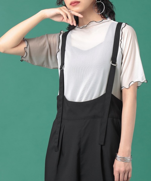 n'OrLABEL(ノアールレーベル)の「『前後2wayメッシュシアー配色カットソー』(Tシャツ/カットソー・レディース・ピンク/オフホワイト/ブラック・M/L/LL)」の5枚目の写真