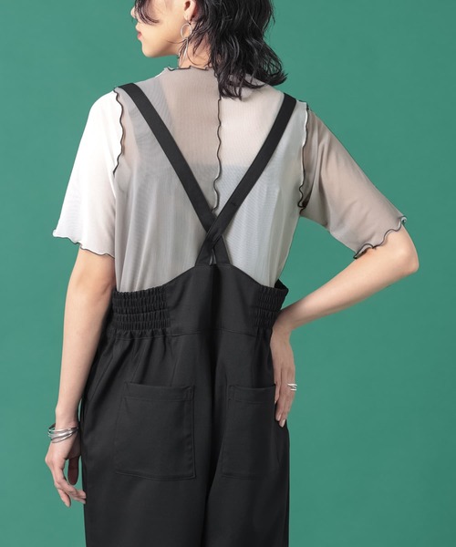 n'OrLABEL(ノアールレーベル)の「『前後2wayメッシュシアー配色カットソー』(Tシャツ/カットソー・レディース・ピンク/オフホワイト/ブラック・M/L/LL)」の6枚目の写真