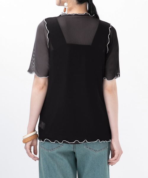 n'OrLABEL(ノアールレーベル)の「『前後2wayメッシュシアー配色カットソー』(Tシャツ/カットソー・レディース・ピンク/オフホワイト/ブラック・M/L/LL)」の14枚目の写真