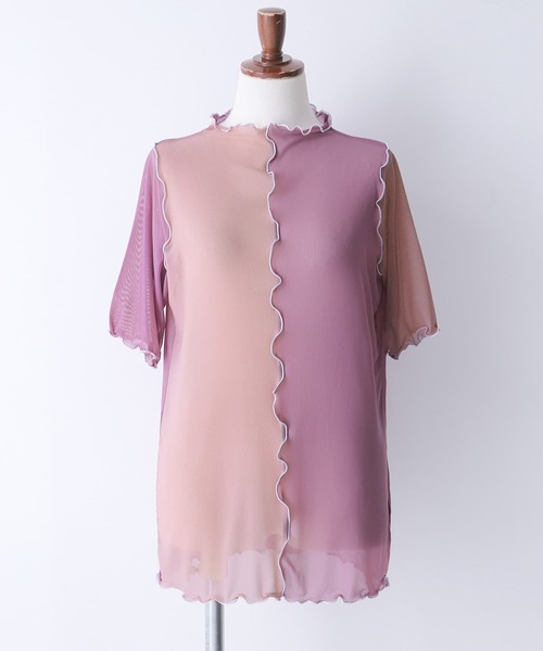 n'OrLABEL(ノアールレーベル)の「『前後2wayメッシュシアー配色カットソー』(Tシャツ/カットソー・レディース・ピンク/オフホワイト/ブラック・M/L/LL)」の17枚目の写真