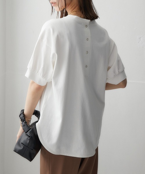 【新品】綿100% トップス 綿100％バスク後ろボタントップス（2023改良Ver.）（Tシャツ