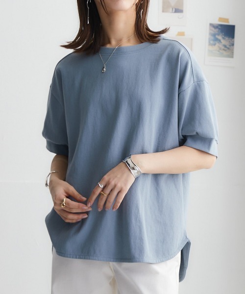 nissen(ニッセン)の「綿100%バスク後ろボタントップス(2023改良Ver.)(Tシャツ/カットソー・レディース・ブラック/グレイッシュベージュ/グレイッシュブルー/オフホワイト/ライトカーキ/ラベンダー・S~M/L~LL)」の15枚目の写真