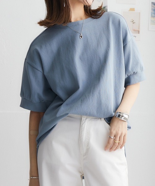 nissen(ニッセン)の「綿100%バスク後ろボタントップス(2023改良Ver.)(Tシャツ/カットソー・レディース・ブラック/グレイッシュベージュ/グレイッシュブルー/オフホワイト/ライトカーキ/ラベンダー・S~M/L~LL)」の12枚目の写真