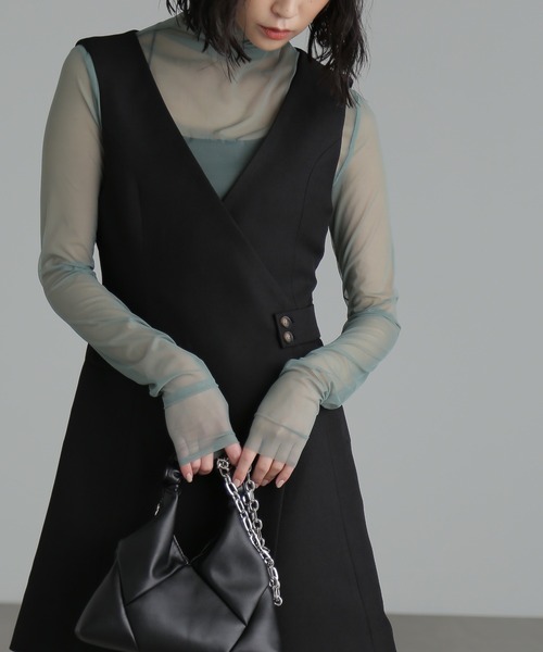 FREE'S MART(フリーズマート)の「◇シースルーハイネックカットソー(Tシャツ/カットソー・レディース・グリーン/ホワイト/ブラック・FREE)」の13枚目の写真