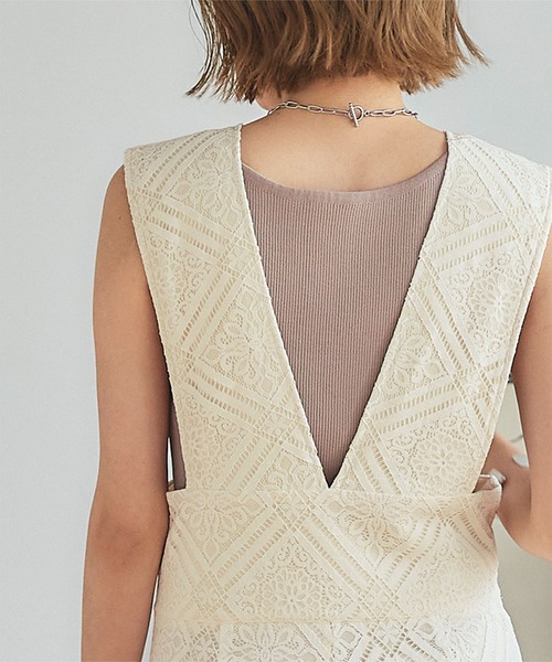 ハイウエストレースオールインワン/サロペット