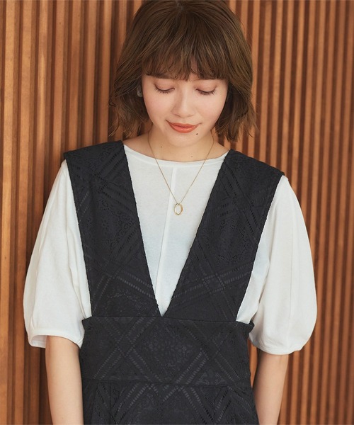 ハイウエストレースオールインワン/サロペット