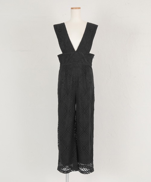 ハイウエストレースオールインワン/サロペット