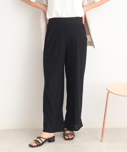 Cutie Blonde（キューティーブロンド）の「◆レース使いで上品さも兼ね備えた イージーワイドパンツ（その他パンツ・レディース・ブラック/アイボリー・00）」の2枚目の写真